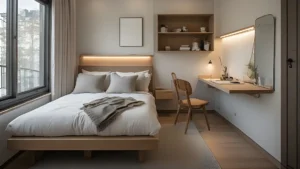 Multi-functional furniture ideas for small women’s bedrooms with storage bed and floating desk