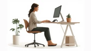 Best Ergonomic Chairs Petite Women Guide (2026) | Top Picks for 5'4" and Under 10 A petite woman working comfortably in an ergonomic office chair at a well-organized home office desk with proper posture and relaxed shoulders.